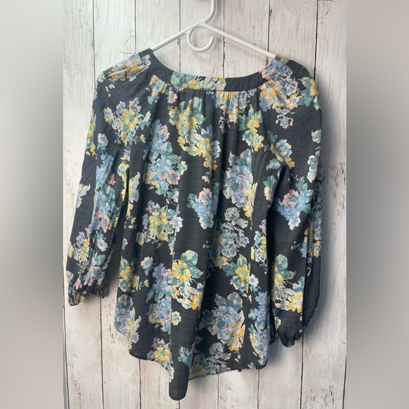 LC Lauren Conrad Floral Blouse - Black with Pastel Blooms - Picture 6 of 6